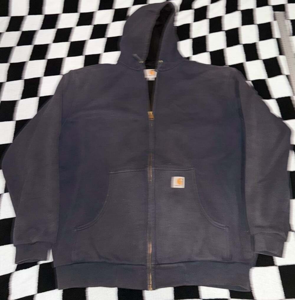 Vintage Carhartt Thermal Lined Full Zip Heavyweight Work Hoodie Sweatshirt